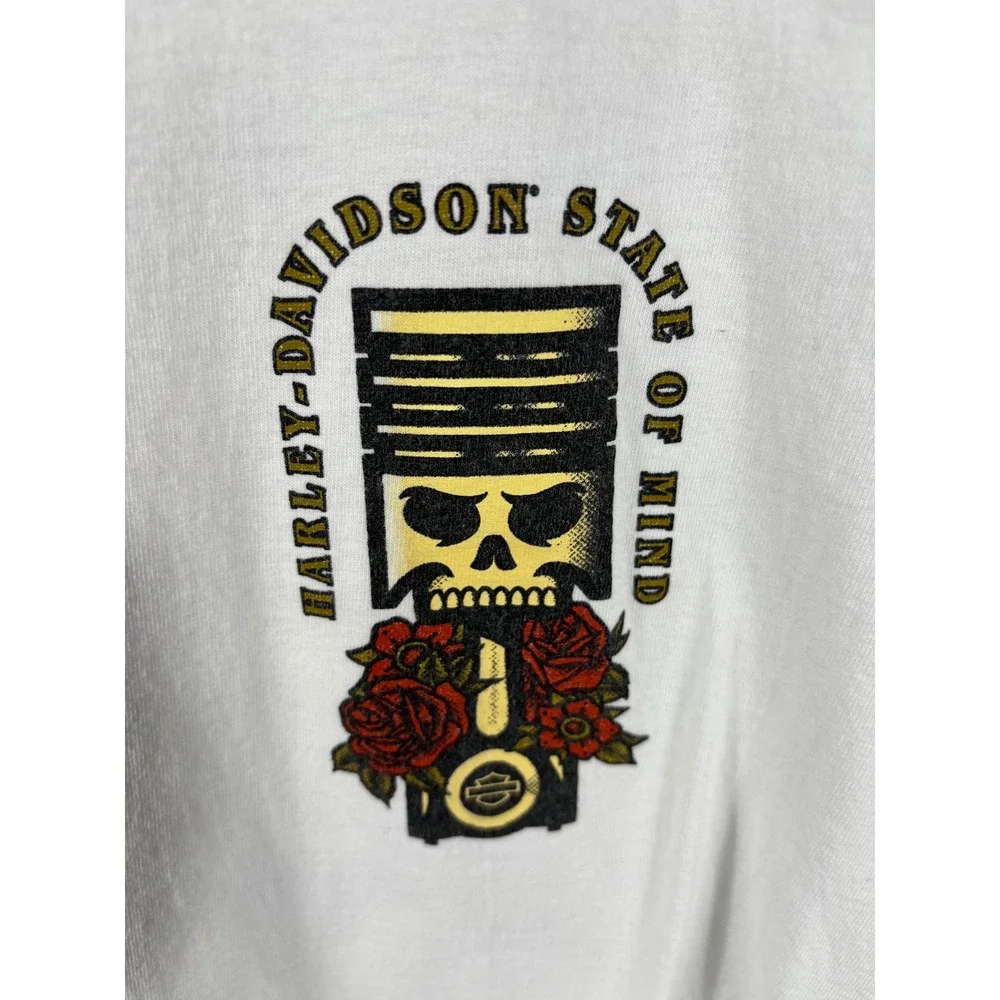 Harley Davidson T-Shirt 2XL‎ White Graphic Print Short Sleeve Men's Motorcycle
